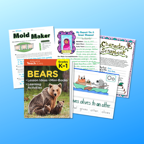 A collection of educations worksheets and books for elementary aged children